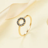 1ct Round Cut Black Diamond Open Circle Minimalist Ring 14k Yellow Gold Finish