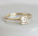 0.7ct Asscher Cut VVS1D Diamond Engagement Ring 14k Yellow Gold Finish Solitaire