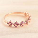 1ct Round Cut Pink Ruby Stylish Petite Half Eternity Band 14k Rose Gold Finish