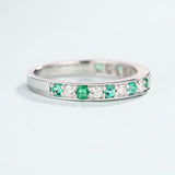 2ct Round Cut Green Emerald Channel Set Half Eternity Band 14k White Gold Finish