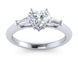 1ct Heart Cut VVS1 D Diamond Solitaire Engagement Ring 14k White Gold Finish