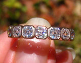 Bezel Set Half Eternity Wedding Band 2ct Asscher Cut Diamond 14k RoseGold Finish