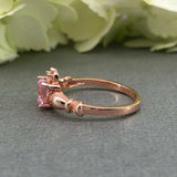 1ct Heart Cut Pink Sapphire Claddagh Design Engagement Ring 14k Rose Gold Finish