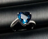 1.5ct Engagement Ring Heart Cut Sapphire Swirl with Accents 14k White Gold Over