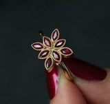 2ct Marquise Cut Pink Ruby Engagement Ring Floral Unique 14k Yellow Gold Finish