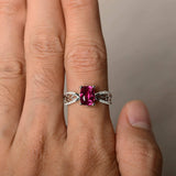 2ct Cushion Cut Pink Ruby Engagement Ring 14k White Gold Finish Diamond Accent