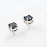 1.5ct Stud Earrings Round Cut Blue Sapphire Solitaire Design 14k White Gold Over