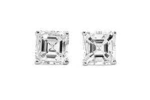 1ct Asscher Cut VVS1 Diamond Solitaire Women Stud Earrings 14k White Gold Finish