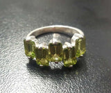 2.4ct Engagement Ring Emerald Cut Green Peridot Geometric Bar 14k WhiteGold Over