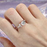 2Ct Round Diamond Solitaire Engagement Ring 14K Rose Gold Over Marquise Accents