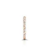 Dainty Twisted Rope Wedding Band 0.15ct Round Cut Diamond 14k Rose Gold Finish