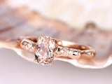 1ct Oval Cut Peach Morganite Bamboo Design Engagement Ring 14k Rose Gold Finish