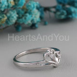 0.2ct Round Cut Moissanite Split Shank Heart Women Ring 14k White Gold Plated