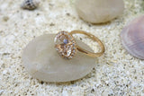 2ct Oval Cut Peach Morganite Engagement Ring 14k Rose Gold Finish Halo Solitaire