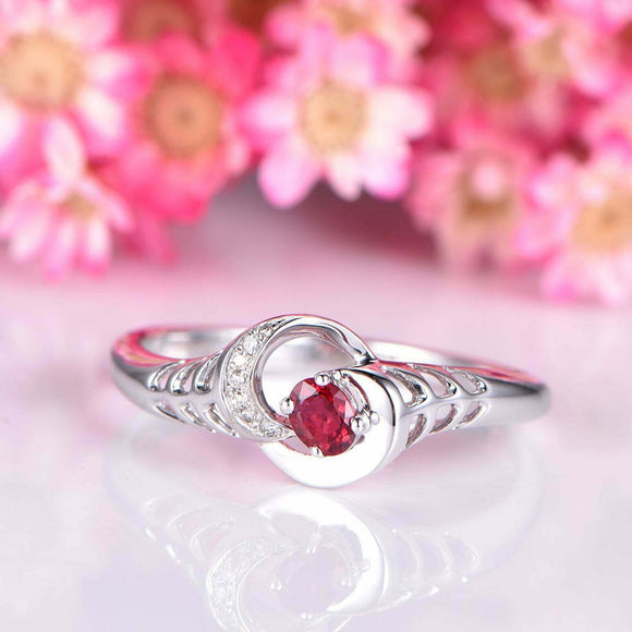 1.2ct Oval Cut Pink Ruby Engagement Ring Stylish Unique 14k White Gold Finish