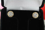 Twisted Rope Flower Stud Earrings 1.7ct Round Cut Diamond 14k Yellow Gold Finish