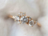 1.8ct Engagement Ring Round Cut Diamond Cluster Design 14k Yellow Gold Finish