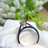 1ct Round Cut Diamond Engagement Ring Solitaire with Accent 14k WhiteGold Finish