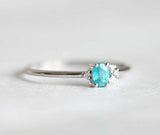 1.2ct Oval Cut Blue Aquamarine Engagement Ring 14k White Gold Finish Minimalist