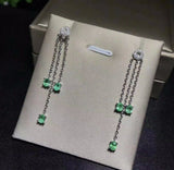 1.5ct Drop Earrings Oval Cut Green Emerald Chandelier 14k White Gold Finish