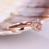 0.5ct Round Cut Peach Morganite Solitaire Engagement Ring 14k Rose Gold Finish