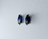 1.4ct Stud Earrings Marquise Cut Blue Sapphire Solitaire 14k White Gold Finish