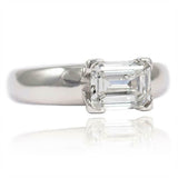 1ct Emerald Cut Diamond Engagement Ring Solitaire East West 14k WhiteGold Finish