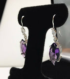 2ct Drop Earrings Marquise Cut Amethyst Stylish Fish Hook 14k White Gold Finish