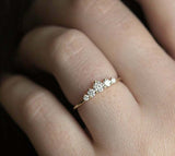 1ct Round Cut Diamond Engagement Ring 14k Yellow Gold Finish 5 Stone Minimalist