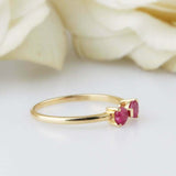 0.5ct Heart Cut Pink Ruby Engagement Ring Bow Tie Design 14k Yellow Gold Finish