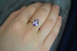 1.6ct Pear Cut Purple Amethyst Diamond Round Accent Ring 14k Rose Gold Finish