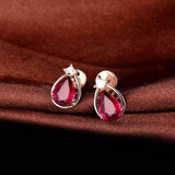 2ct Stud Earrings Pear Cut Pink Ruby Mesh Drop Design 14k Rose Gold Finish