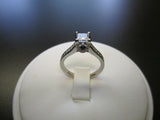 3Ct Princess Cut Diamond Solitaire Ring 18K White Gold Finish with Round Accents