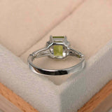 1ct Emerald Green Peridot Engagement Ring Flower Solitaire 14k White Gold Finish