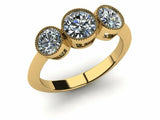 2ct Round Cut Diamond Three Stone Classic Engagement Ring 14k Yellow Gold Finish