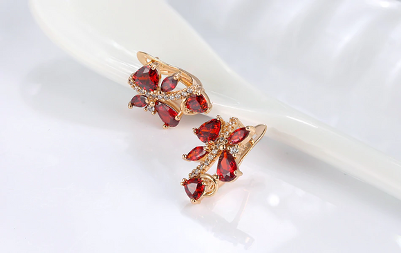 3ct Trillion Cut Red Garnet Elegant Party Women Drop Earrings 14k Rose Gold Over