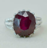 5ct Cushion Cut Pink Ruby Engagement Ring 14k White Gold Finish Cocktail Flower