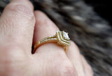 2ct Emerald Cut Diamond Engagement Ring 14k Yellow Gold Finish Double Halo