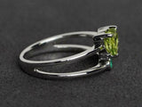 1.4ct Engagement Ring Heart Cut Green Peridot Split Shank 14k White Gold Finish