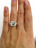 4Ct Asscher Cut Diamond Trilogy Solitaire Engagement Ring 14K White Gold Finish