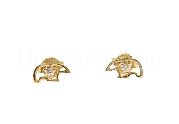 0.01ct Round Cut Moissanite Polar Bear Stud Earrings Women 14k YellowGold Plated