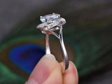 1ct Oval Cut Blue Aquamarine Engagement Ring 14k White Gold Finish Solitaire