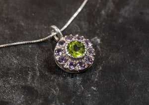 2.2ct Green Peridot Pendant Round Cut Halo Cluster 14k WhiteGold Finish NO CHAIN