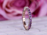 1.5ct Round Cut Amethyst Wedding Band Eternity Anniversary 14k Rose Gold Finish