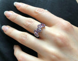 2.4ct Engagement Ring Emerald Cut Amethyst Geometric Bar 14k White Gold Finish