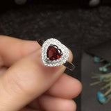 2ct Engagement Ring Heart Cut Red Garnet Dual Halo Solitaire 14k White Gold Over