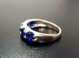 5ct Wedding Band Round Cut Blue Sapphire Half Eternity 14k White Gold Finish