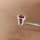 5ct Engagement Ring Oval Cut Red Garnet Cocktail Women 14k White Gold Finish