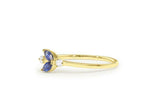 1ct Marquise Cut Blue Sapphire Minimalist Engagement Ring 14k Yellow Gold Finish