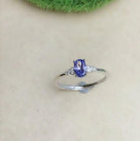 1ct Oval Cut Blue Tanzanite Heart Shape Round Accent Ring 14k White Gold Finish